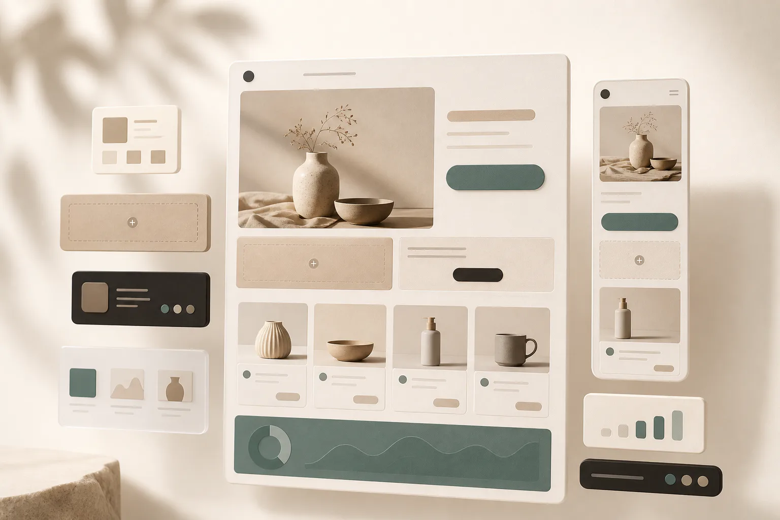 Abstract ecommerce page builder workspace
